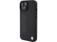 Capa BMW em couro com gravação a quente para iPhone 15 - preta Capa BMW em couro com gravação a quente para iPhone 15 - preta