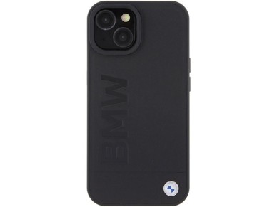 BMW Leather Hot Stamp case for iPhone 15 - black BMW Leather Hot Stamp case for iPhone 15 - black