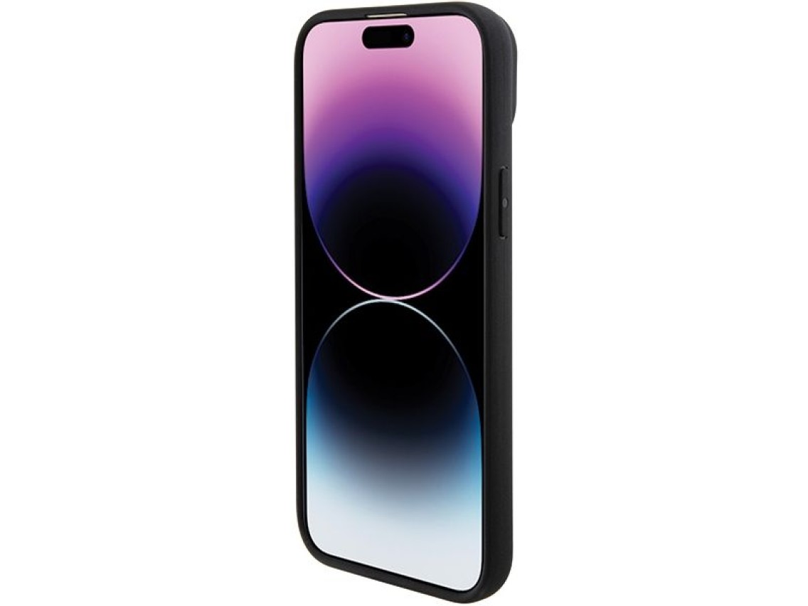 Capa BMW em couro com gravação a quente para iPhone 15 - preta