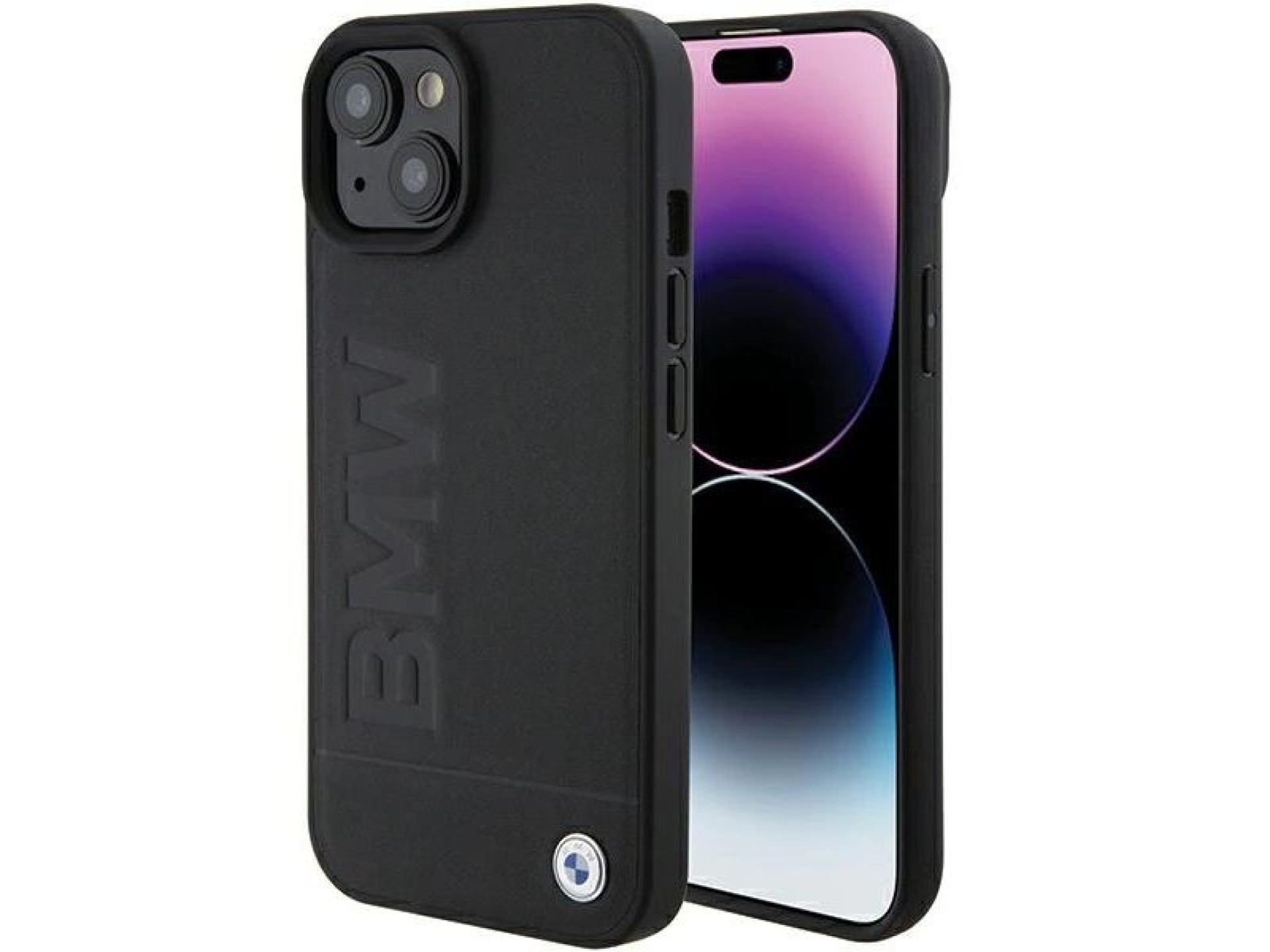 BMW Leather Hot Stamp case for iPhone 15 Plus - black