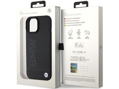 BMW Leather Hot Stamp case for iPhone 15 Plus - black BMW Leather Hot Stamp case for iPhone 15 Plus - black