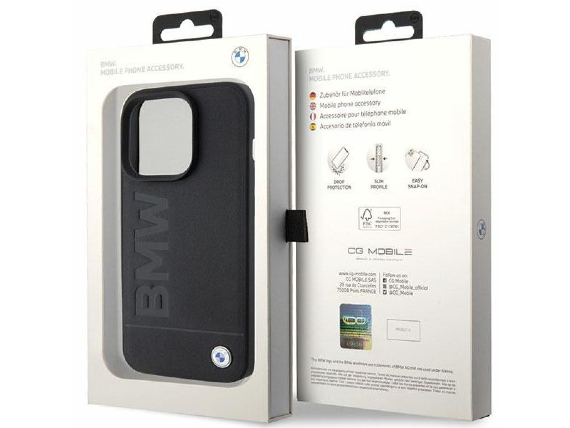 BMW Leather Hot Stamp case for iPhone 15 Pro - black