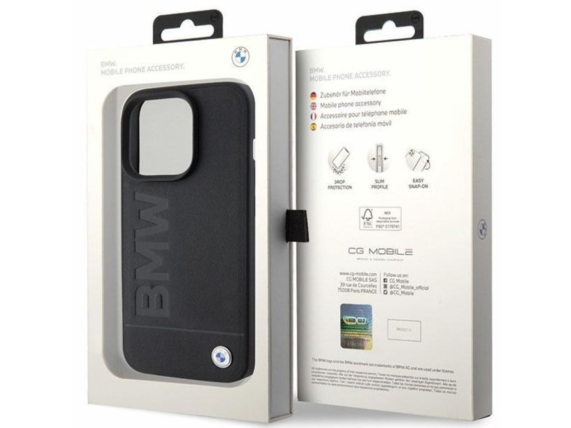 BMW Leather Hot Stamp case for iPhone 15 Pro - black