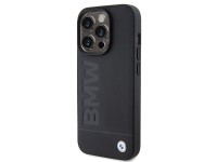 Capa para iPhone 15 Pro Max em couro com gravação a quente da BMW - Preta Capa para iPhone 15 Pro Max em couro com gravação a quente da BMW - Preta