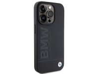 Capa para iPhone 15 Pro Max em couro com gravação a quente da BMW - Preta Capa para iPhone 15 Pro Max em couro com gravação a quente da BMW - Preta
