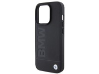 Capa para iPhone 15 Pro Max em couro com gravação a quente da BMW - Preta Capa para iPhone 15 Pro Max em couro com gravação a quente da BMW - Preta