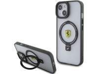 Ferrari FEHMP15SUSCAK iPhone 15 6.1" capa rígida preta/preta com suporte de anel Coleção 2023 MagSaf Ferrari FEHMP15SUSCAK iPhone 15 6.1" capa rígida preta/preta com suporte de anel Coleção 2023 MagSaf
