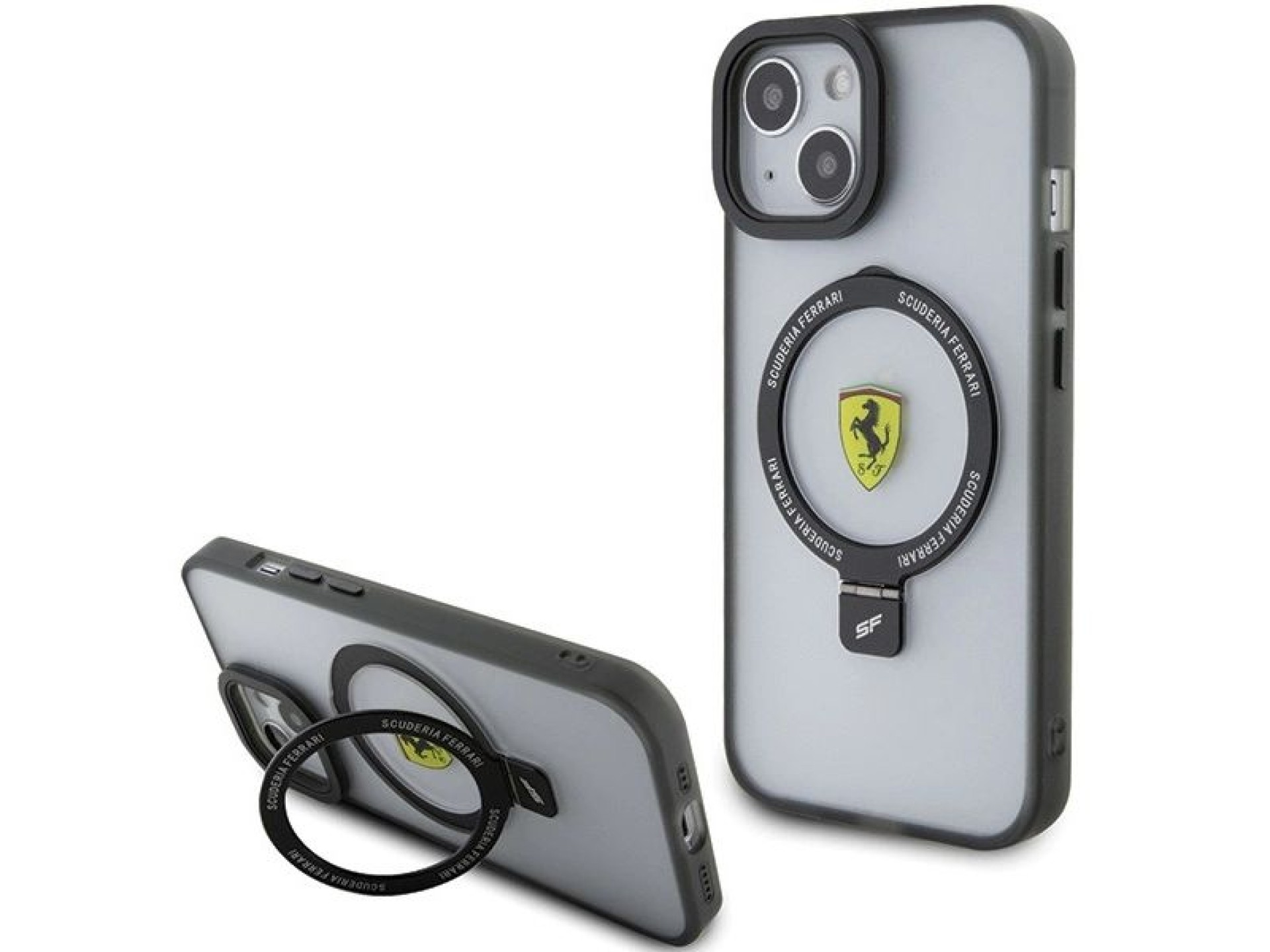Capa MagSafe Ferrari Ring Stand 2023 para iPhone 15 Plus / 14 Plus - Preta