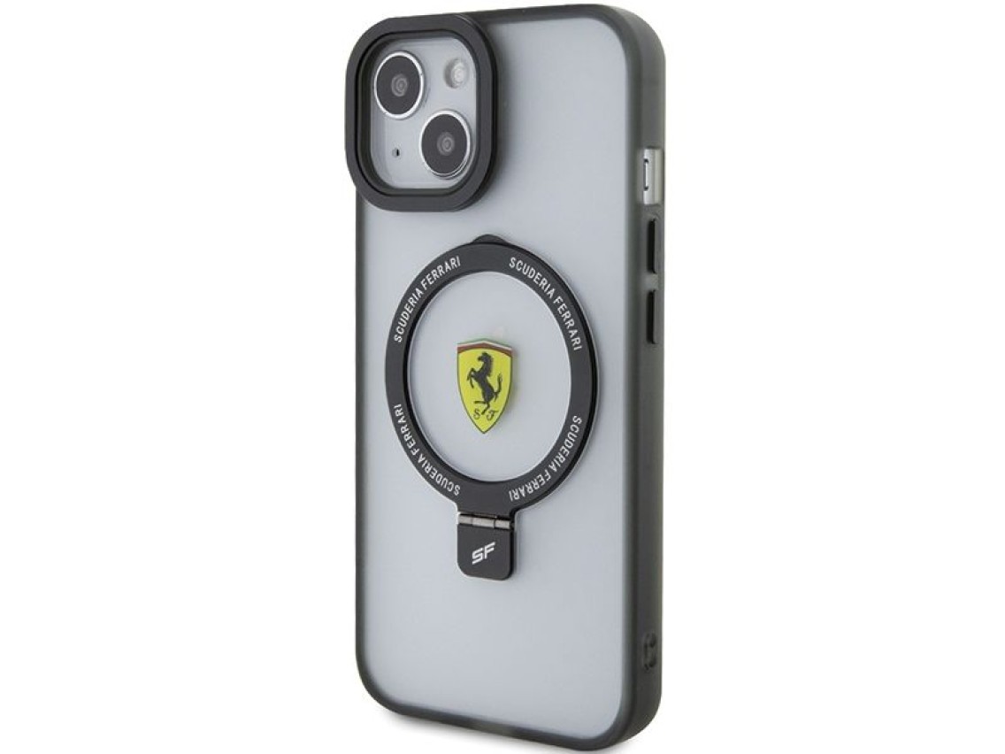 Capa MagSafe Ferrari Ring Stand 2023 para iPhone 15 Plus / 14 Plus - Preta