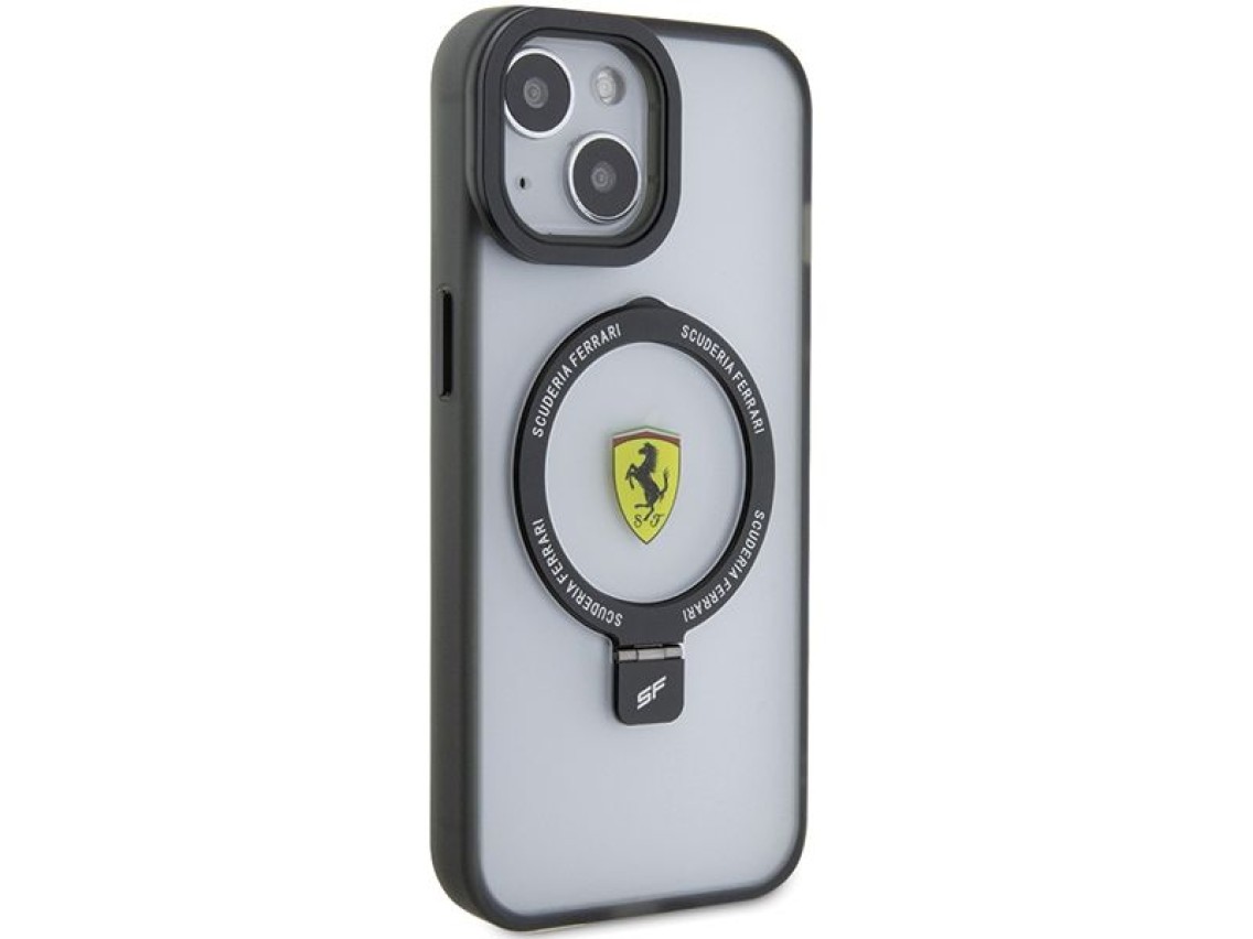 Capa MagSafe Ferrari Ring Stand 2023 para iPhone 15 Plus / 14 Plus - Preta