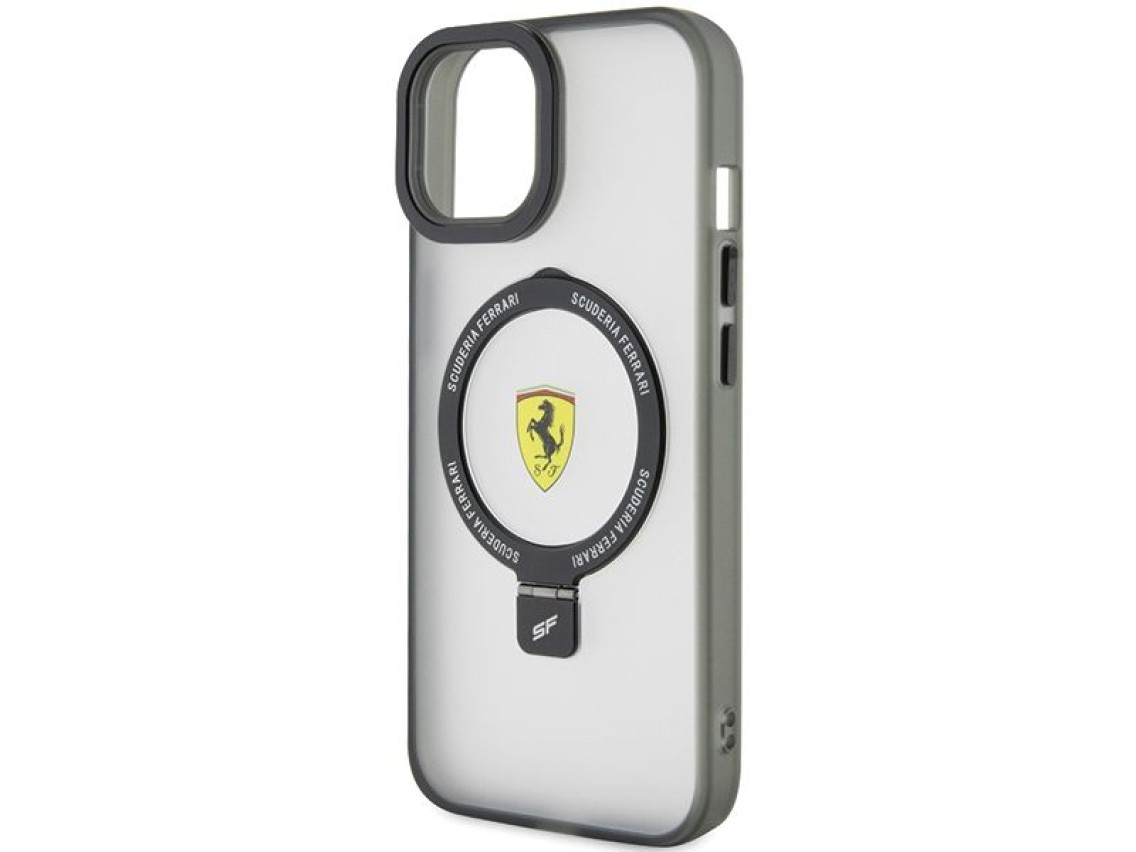 Capa MagSafe Ferrari Ring Stand 2023 para iPhone 15 Plus / 14 Plus - Preta