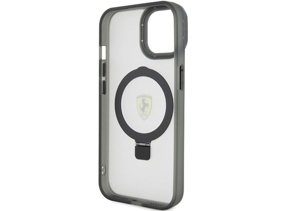 Capa MagSafe Ferrari Ring Stand 2023 para iPhone 15 Plus / 14 Plus - Preta