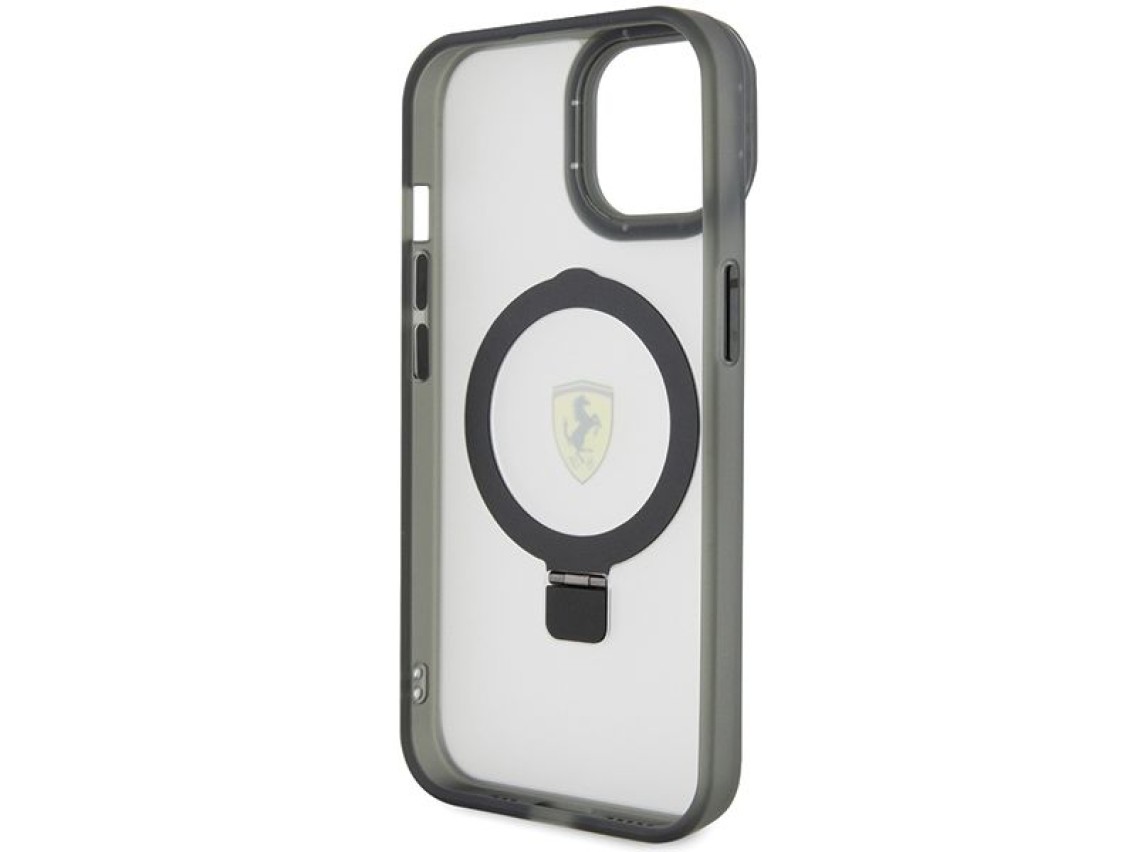 Ferrari FEHMP15SUSCAH iPhone 15 6.1" capa rígida transparente Ring Stand 2023 Coleção MagSafe