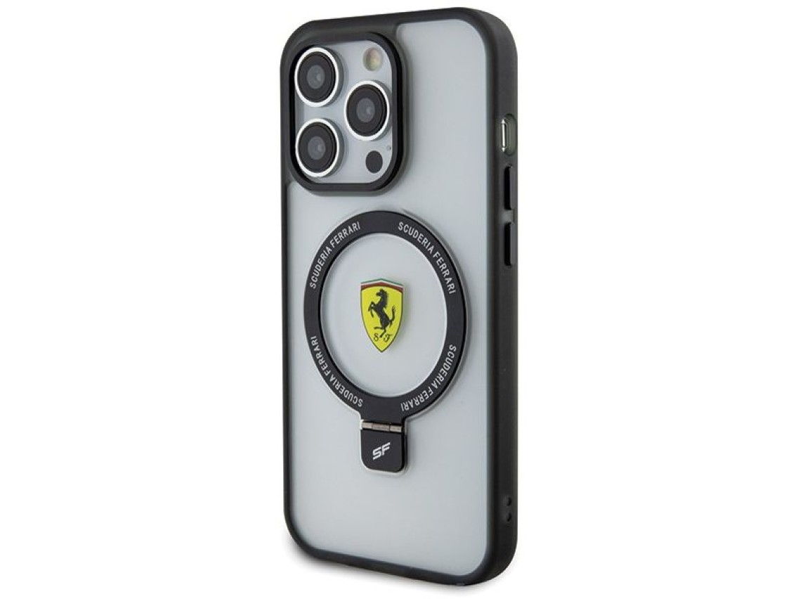 Ferrari FEHMP15LUSCAH iPhone 15 Pro 6.1" capa rígida transparente com suporte de anel 2023 coleção M