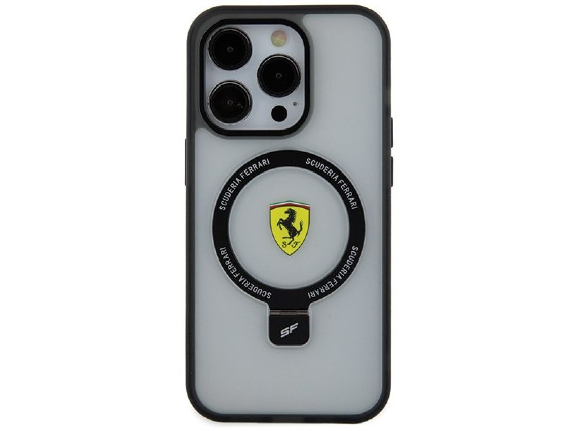 Ferrari FEHMP15LUSCAH iPhone 15 Pro 6.1" capa rígida transparente com suporte de anel 2023 coleção M