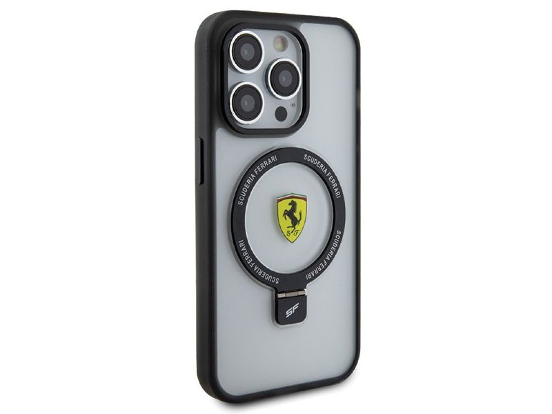 Ferrari FEHMP15LUSCAH iPhone 15 Pro 6.1" capa rígida transparente com suporte de anel 2023 coleção M