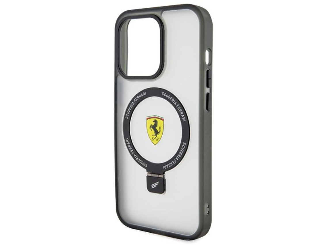 Ferrari FEHMP15LUSCAH iPhone 15 Pro 6.1" capa rígida transparente com suporte de anel 2023 coleção M