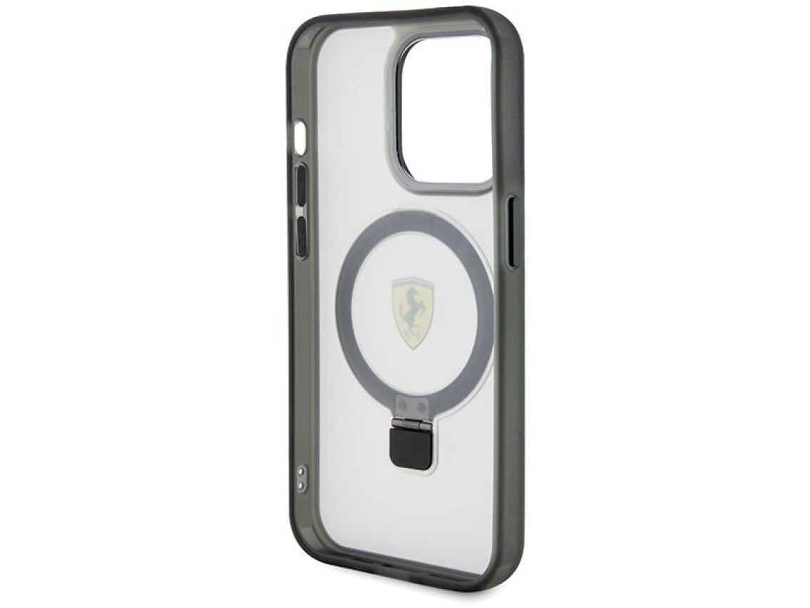 Ferrari FEHMP15LUSCAH iPhone 15 Pro 6.1" capa rígida transparente com suporte de anel 2023 coleção M