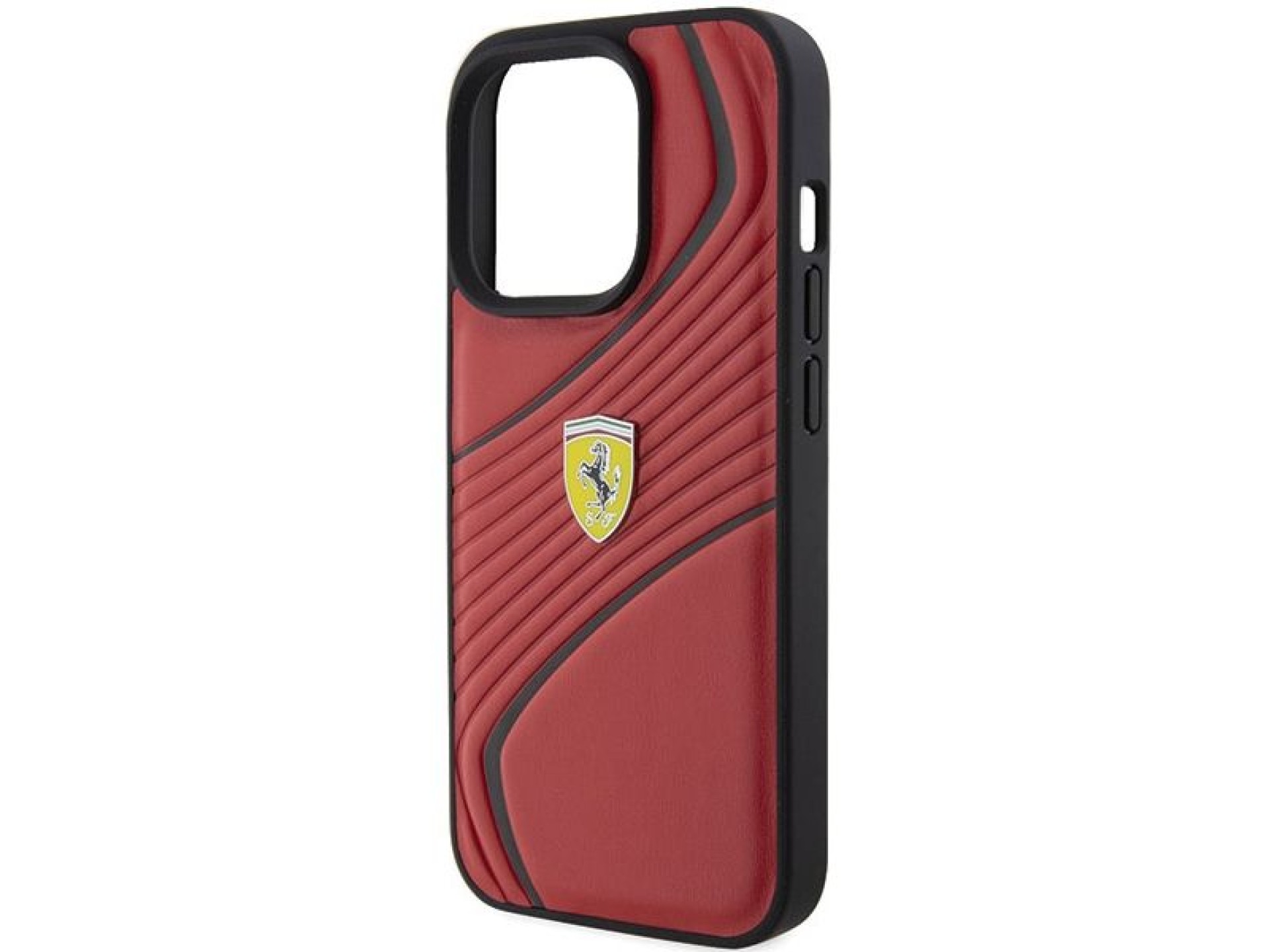 Ferrari Twist Metal Logo case for iPhone 15 Pro - red