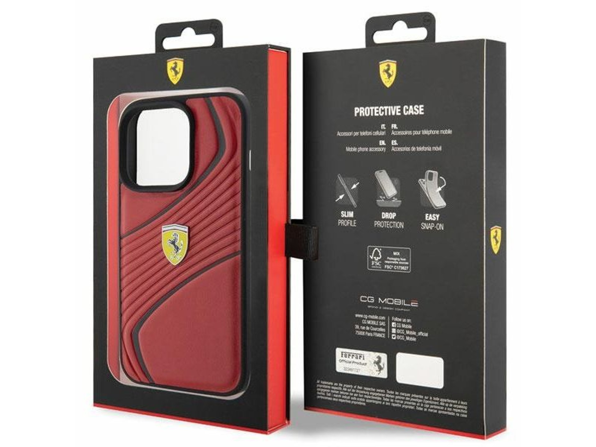 Ferrari Twist Metal Logo case for iPhone 15 Pro - red
