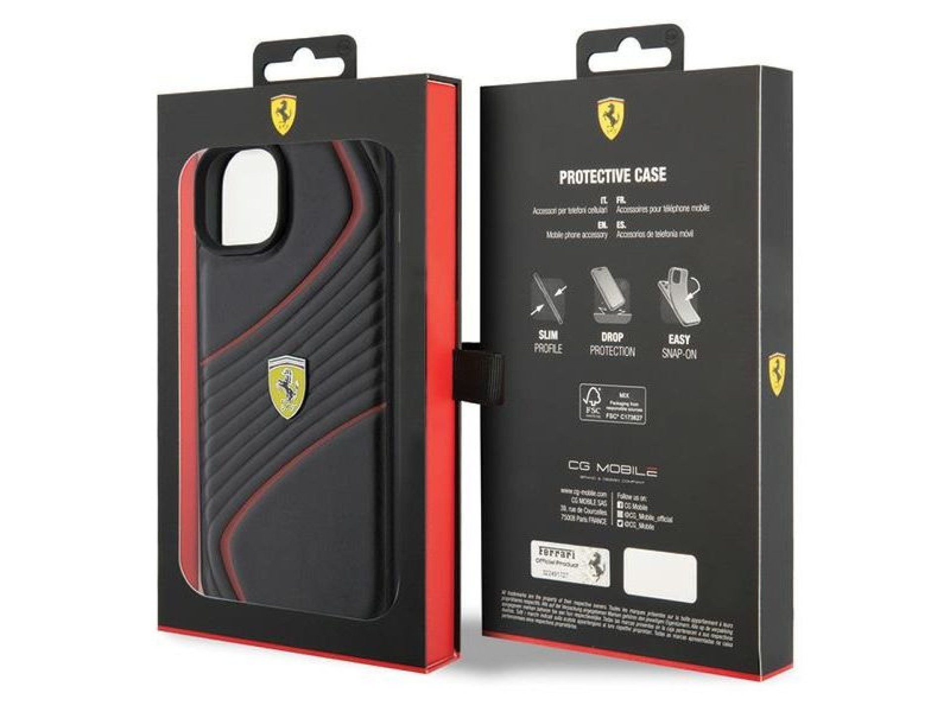 Capa Ferrari Twist Metal Logo para iPhone 15 Plus - preta
