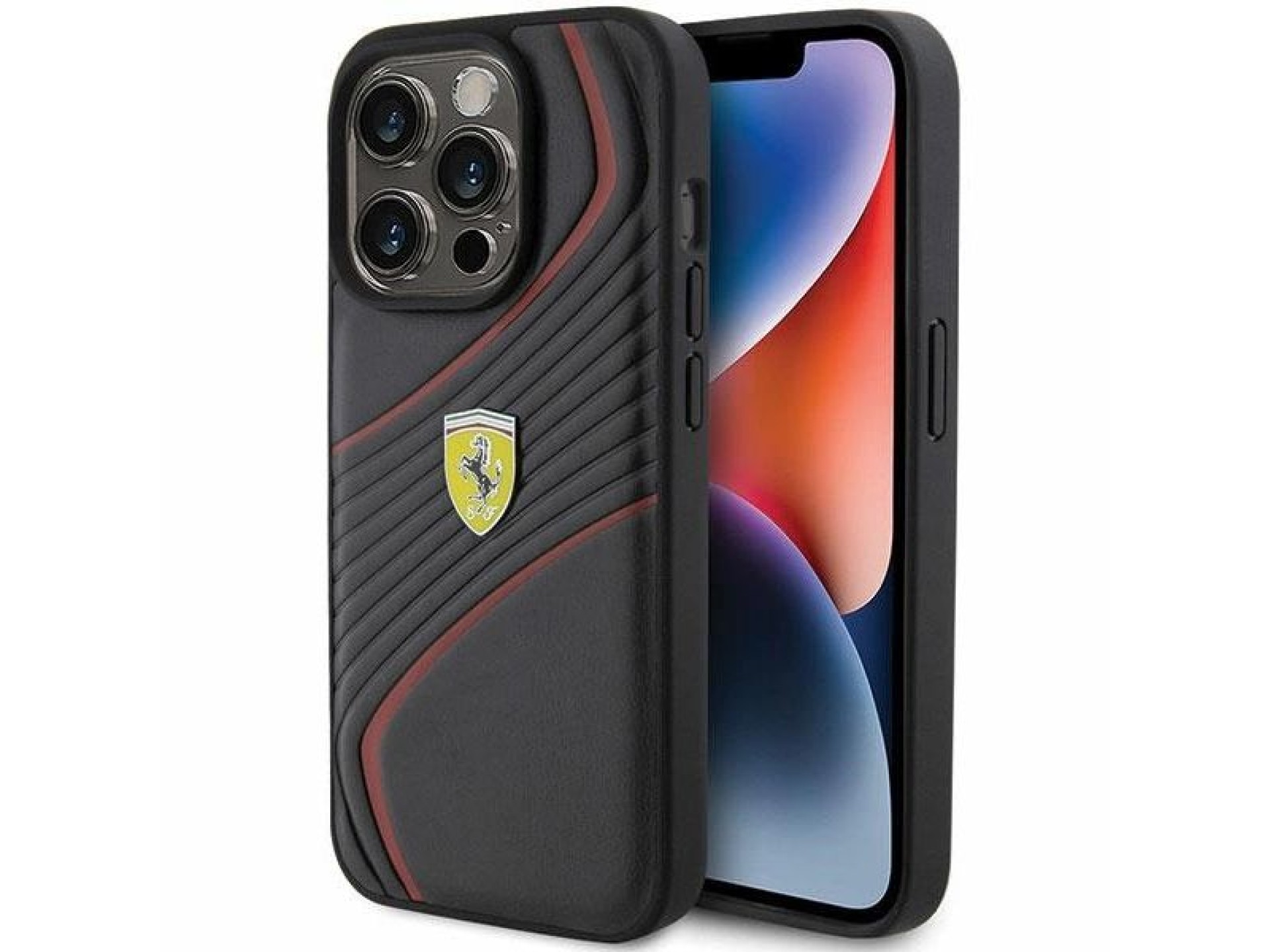 Ferrari Twist Metal Logo case for iPhone 15 Pro - black