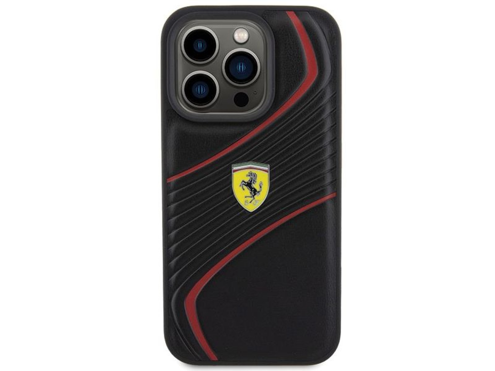 Ferrari Twist Metal Logo case for iPhone 15 Pro - black