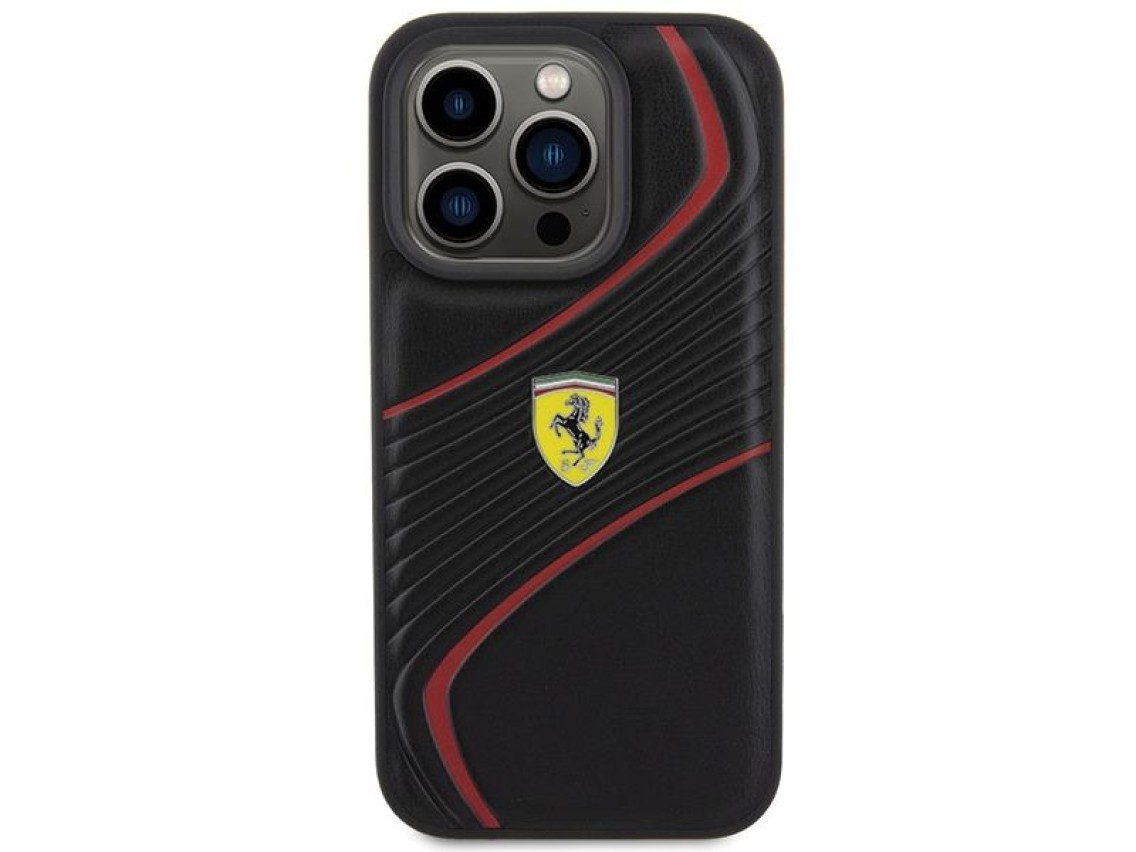 Ferrari Twist Metal Logo case for iPhone 15 Pro - black