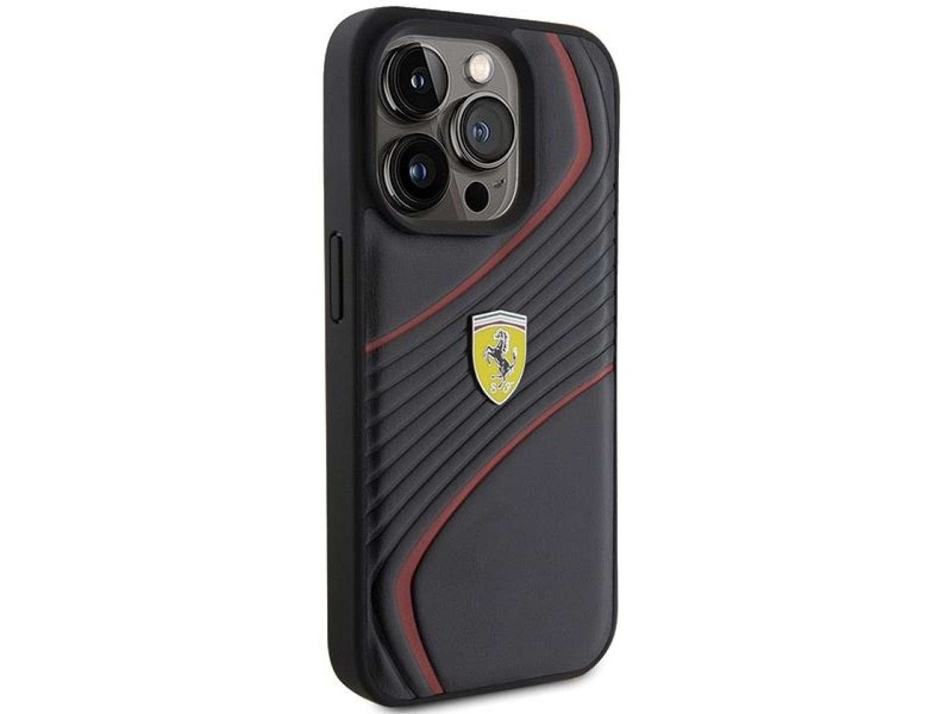 Ferrari Twist Metal Logo case for iPhone 15 Pro - black