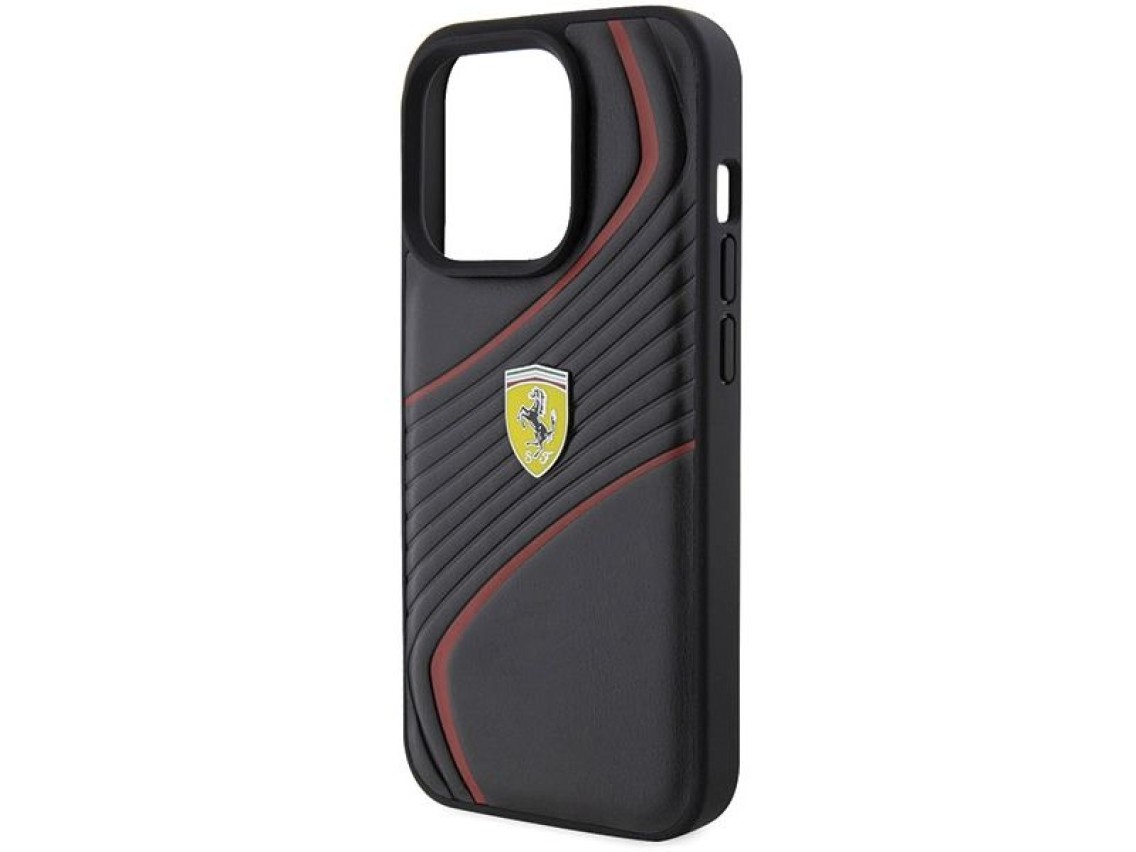 Ferrari Twist Metal Logo case for iPhone 15 Pro - black