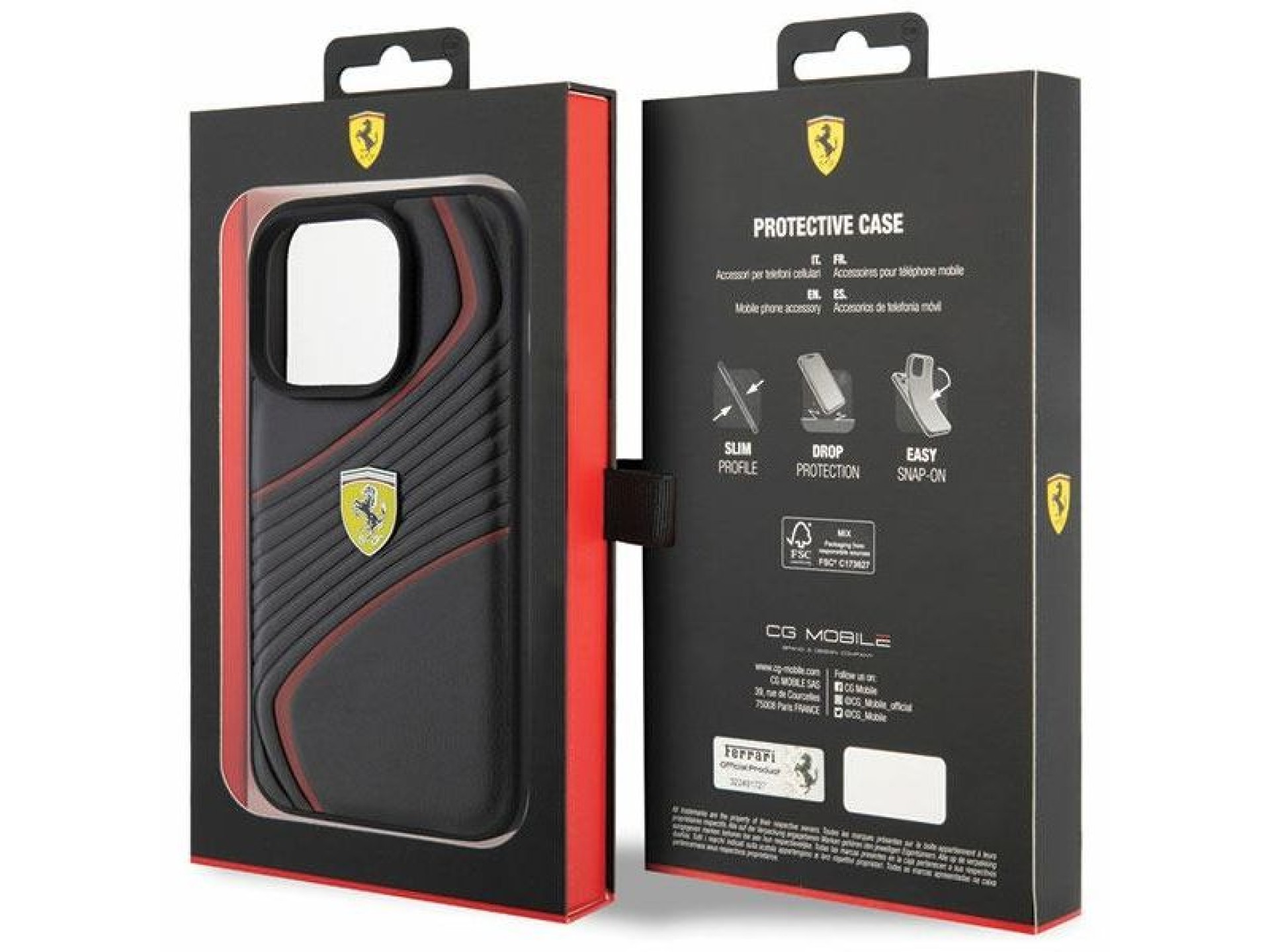 Ferrari Twist Metal Logo case for iPhone 15 Pro - black