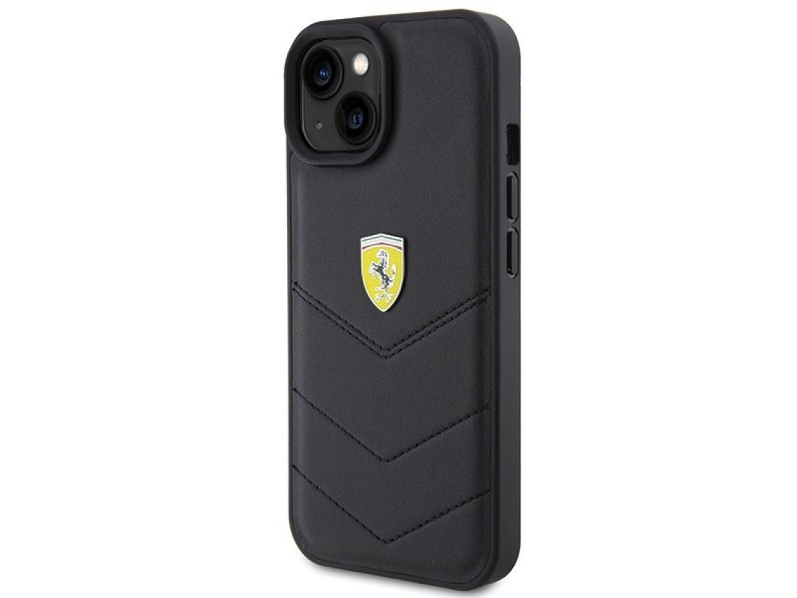 Ferrari Quilted Metal Logo case for iPhone 15 - black