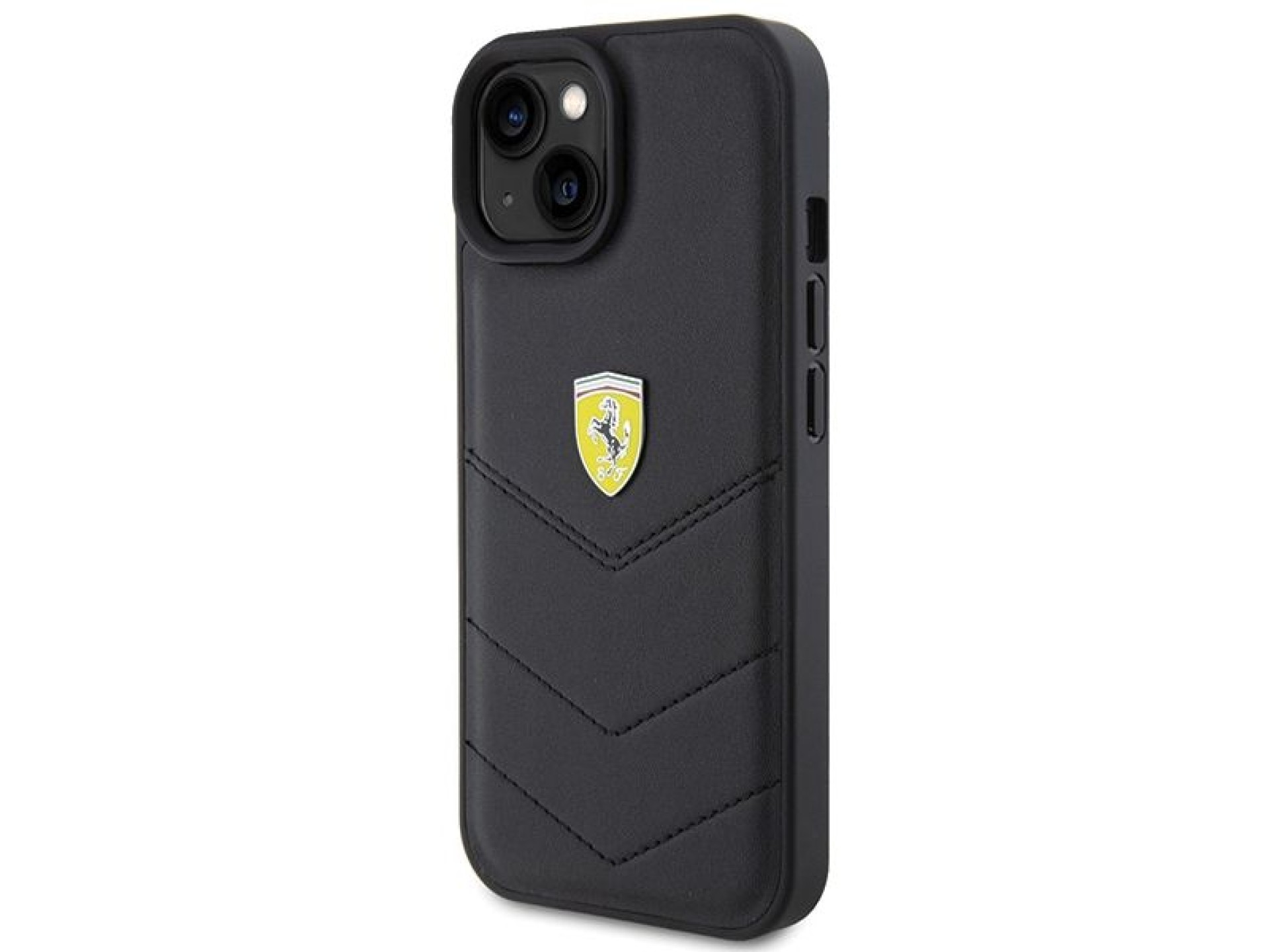 Ferrari Quilted Metal Logo case for iPhone 15 - black