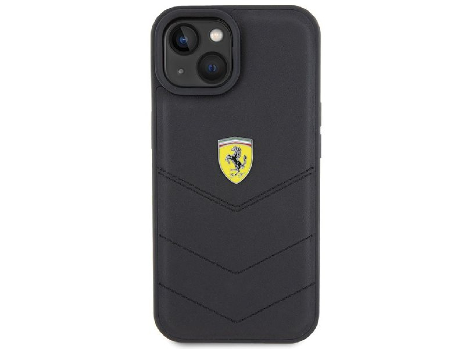 Ferrari Quilted Metal Logo case for iPhone 15 - black