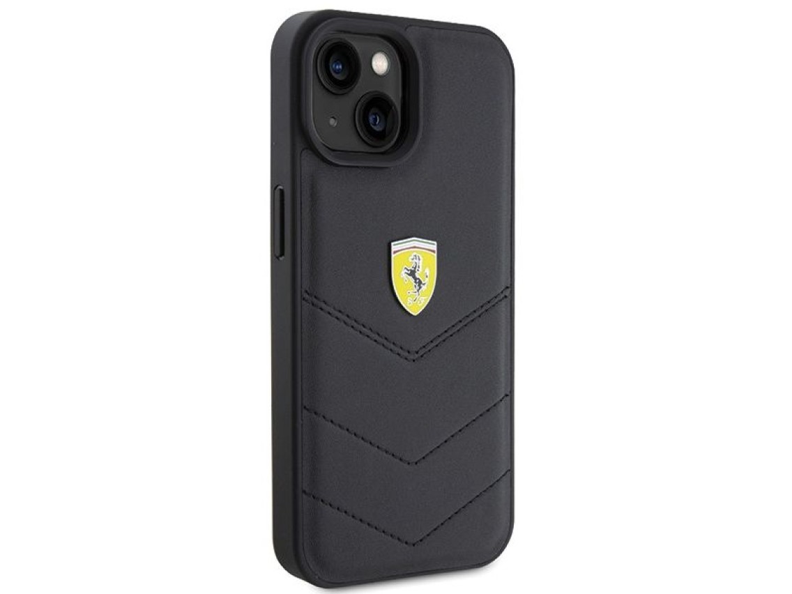 Ferrari Quilted Metal Logo case for iPhone 15 - black