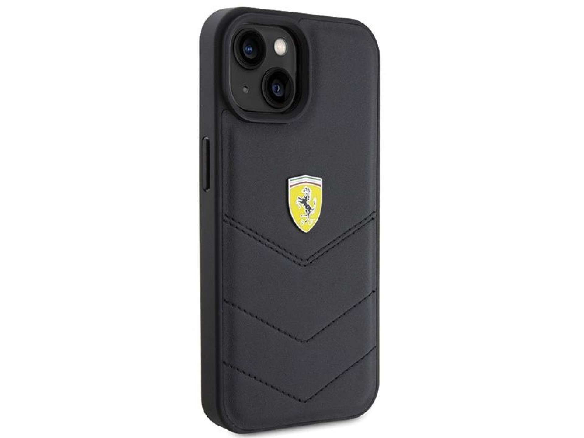 Ferrari Quilted Metal Logo case for iPhone 15 - black