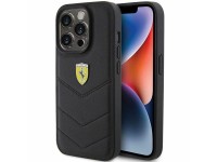 Capa Ferrari com logotipo metálico acolchoado para iPhone 15 Pro - preta Capa Ferrari com logotipo metálico acolchoado para iPhone 15 Pro - preta