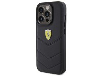 Capa Ferrari com logotipo metálico acolchoado para iPhone 15 Pro - preta Capa Ferrari com logotipo metálico acolchoado para iPhone 15 Pro - preta