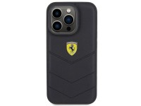 Capa Ferrari com logotipo metálico acolchoado para iPhone 15 Pro - preta Capa Ferrari com logotipo metálico acolchoado para iPhone 15 Pro - preta
