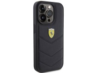Capa Ferrari com logotipo metálico acolchoado para iPhone 15 Pro - preta Capa Ferrari com logotipo metálico acolchoado para iPhone 15 Pro - preta
