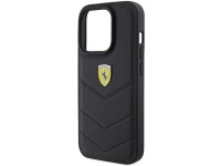 Capa Ferrari com logotipo metálico acolchoado para iPhone 15 Pro - preta Capa Ferrari com logotipo metálico acolchoado para iPhone 15 Pro - preta
