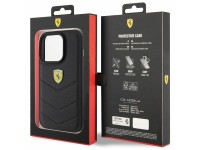 Capa Ferrari com logotipo metálico acolchoado para iPhone 15 Pro - preta Capa Ferrari com logotipo metálico acolchoado para iPhone 15 Pro - preta