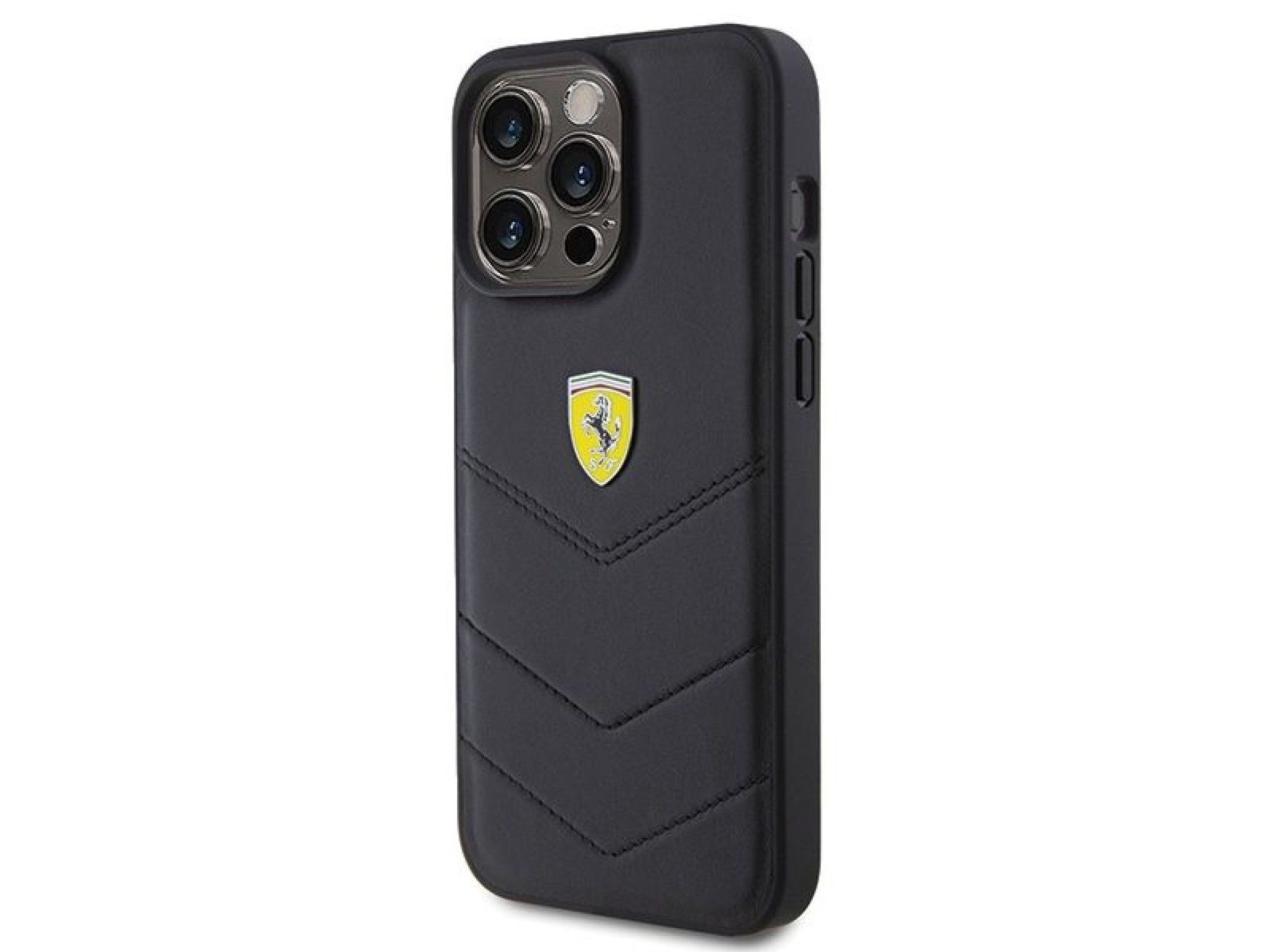 Ferrari Quilted Metal Logo case for iPhone 15 Pro Max - black