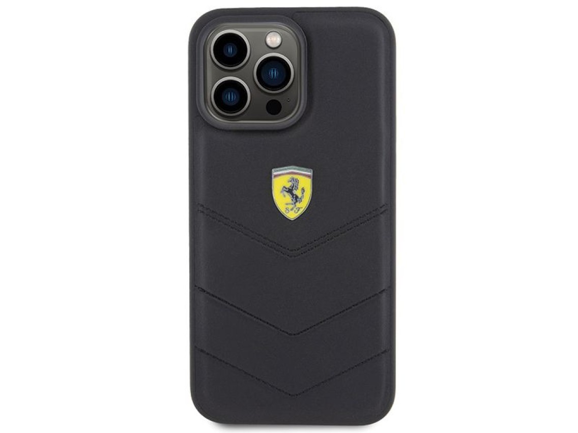 Ferrari Quilted Metal Logo case for iPhone 15 Pro Max - black