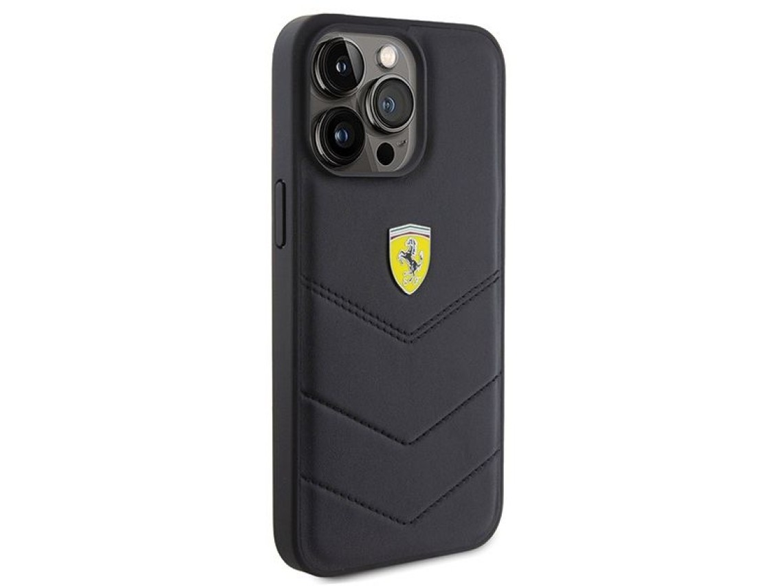 Ferrari Quilted Metal Logo case for iPhone 15 Pro Max - black
