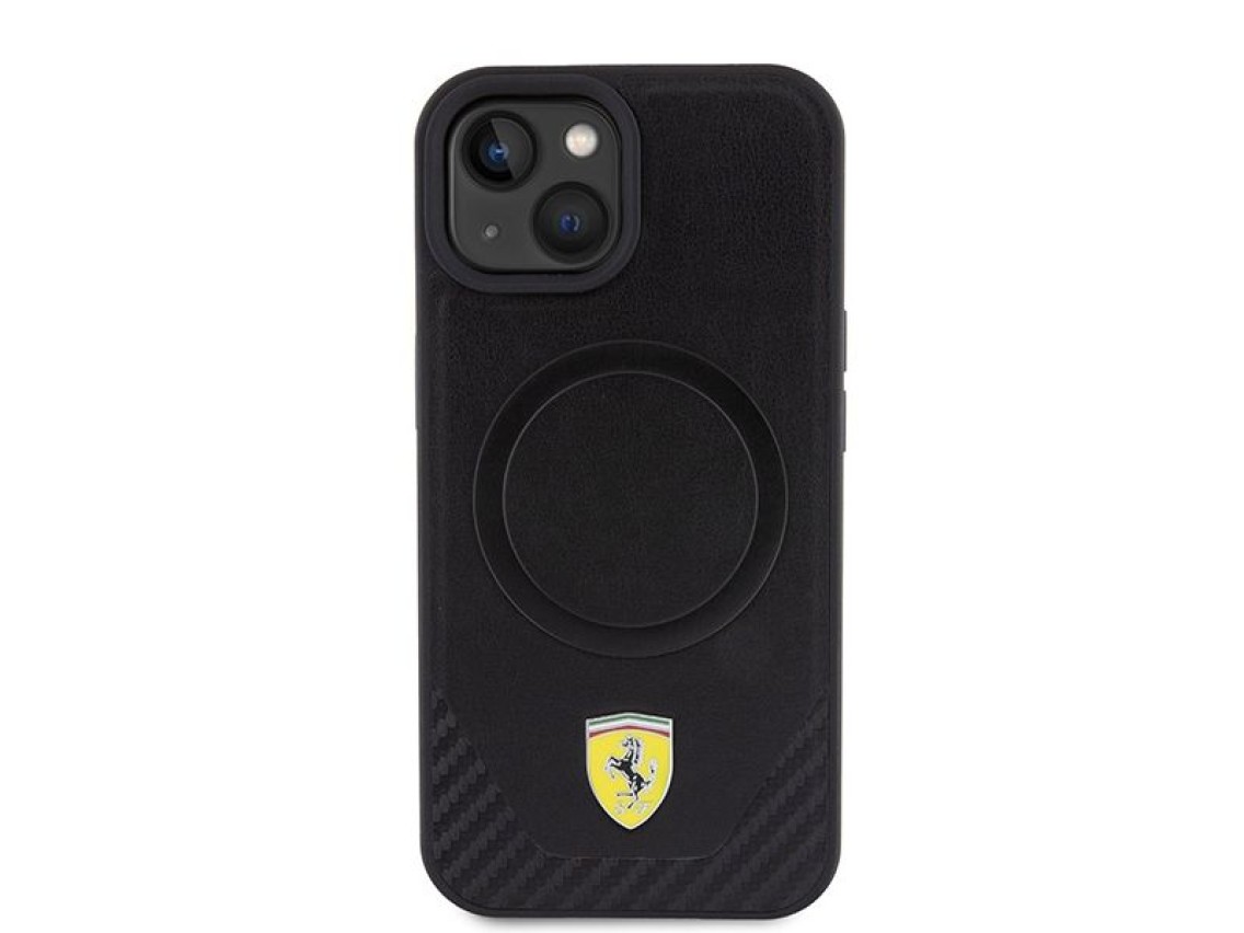 Ferrari FEHMP15SPTEK iPhone 15 6.1" black/black hardcase Carbon Metal Logo MagSafe