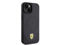 Ferrari FEHMP15SPTEK iPhone 15 6.1" black/black hardcase Carbon Metal Logo MagSafe
