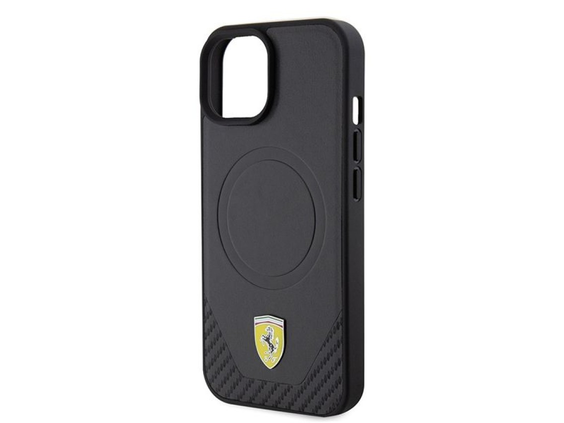 Ferrari FEHMP15SPTEK iPhone 15 6.1" black/black hardcase Carbon Metal Logo MagSafe