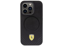 Capa MagSafe Ferrari Carbon Metal Logo para iPhone 15 Pro - preta Capa MagSafe Ferrari Carbon Metal Logo para iPhone 15 Pro - preta
