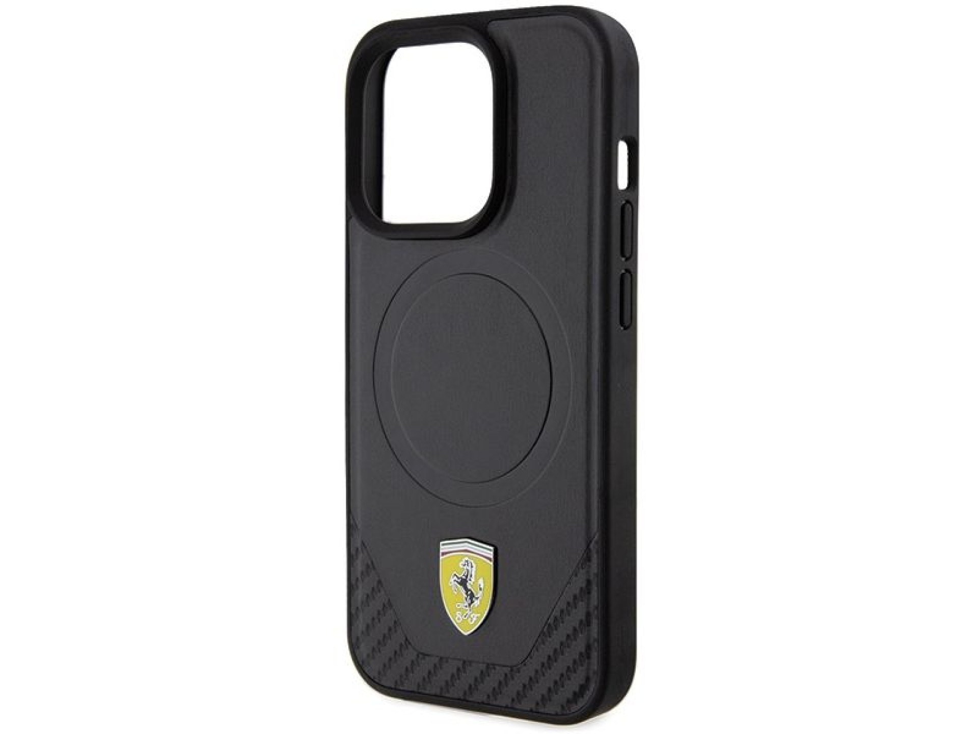 Capa MagSafe Ferrari Carbon Metal Logo para iPhone 15 Pro - preta